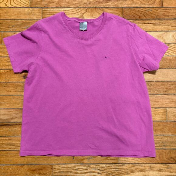 Vintage‎ Y2K Nike Silver Tag Pink V Neck T-Shirt Size Kids XL Women's Small - Picture 1 of 5